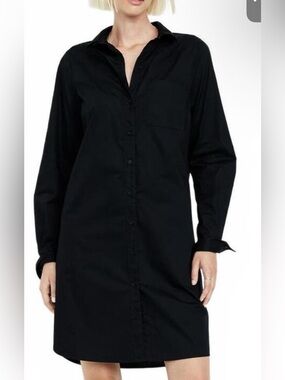 Old Navy Black Button-Up Shirt Dress size small long sleeve